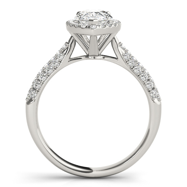 Pear-Cut Halo pave' Diamond Engagement Ring 18k White Gold (2.38ct)