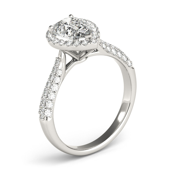 Pear-Cut Halo pave' Diamond Engagement Ring Platinum (2.38ct)