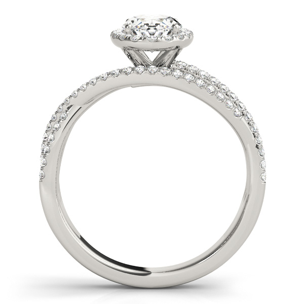 Oval-Cut Halo Triple Row Diamond Engagement Ring 14k White Gold (1.38ct)
