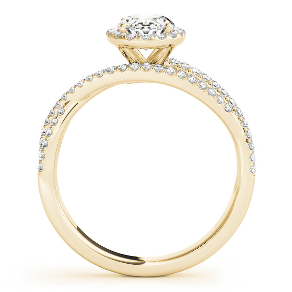 Oval-Cut Halo Triple Row Diamond Engagement Ring 14k Yellow Gold (1.38ct)