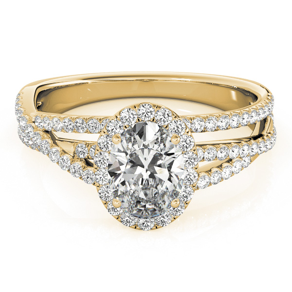 Oval-Cut Halo Triple Row Diamond Engagement Ring 14k Yellow Gold (1.38ct)
