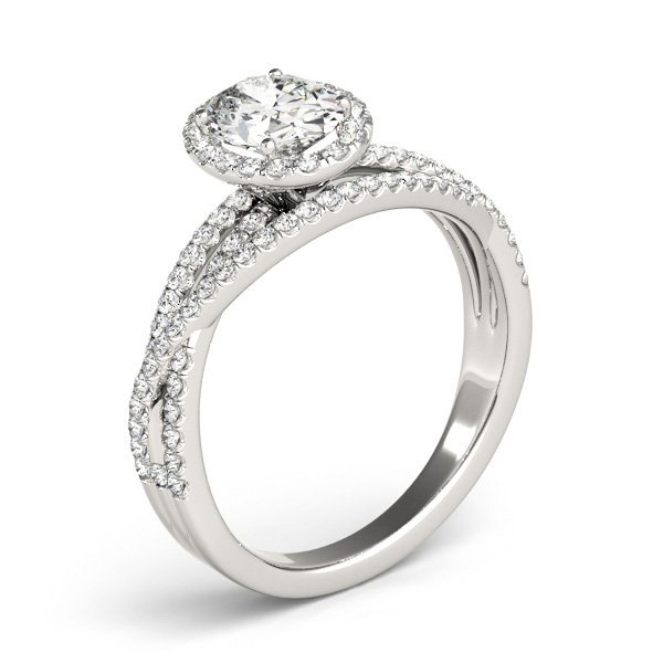 Oval-Cut Halo Triple Row Diamond Engagement Ring Platinum (1.38ct)