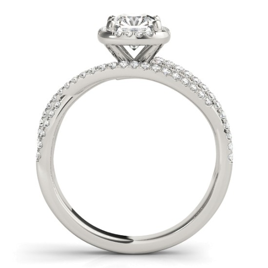Diamond Halo Triple Row Twist Engagement Ring Palladium (0.36ct)