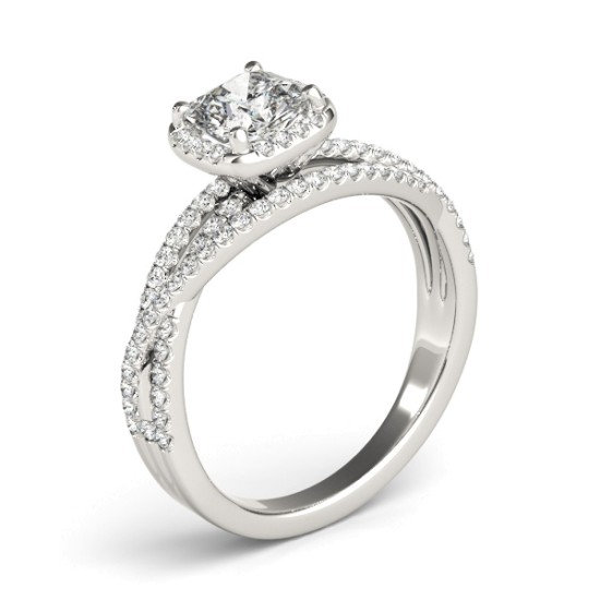 Diamond Halo Triple Row Twist Engagement Ring Palladium (0.36ct)