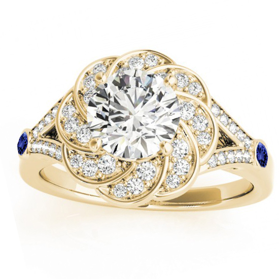 Diamond & Tanzanite Floral Bridal Set Setting 14k Yellow Gold (0.35ct)