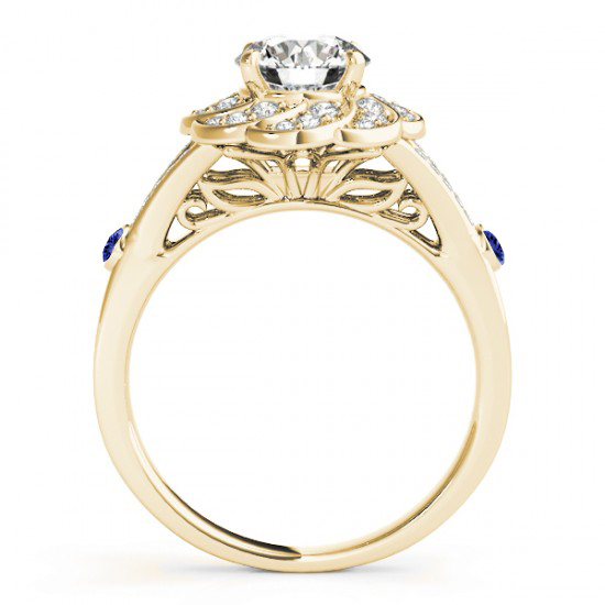 Diamond & Tanzanite Floral Bridal Set Setting 14k Yellow Gold (0.35ct)