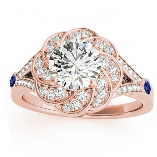Diamond & Tanzanite Floral Bridal Set Setting 18k Rose Gold (0.35ct)