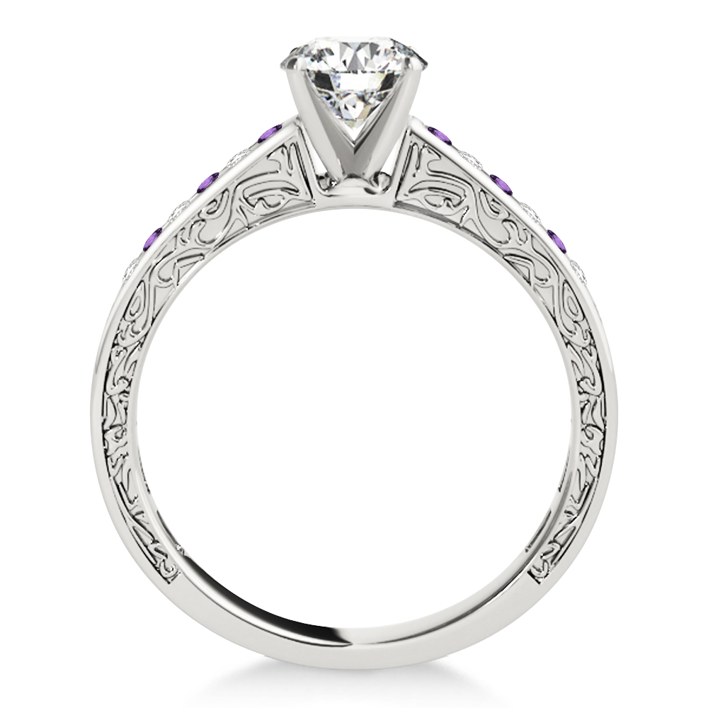 Amethyst & Diamond Twisted  Bridal Set 14k White Gold (0.87ct)