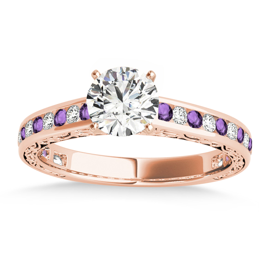 Amethyst & Diamond Twisted  Bridal Set 18k Rose Gold (0.87ct)