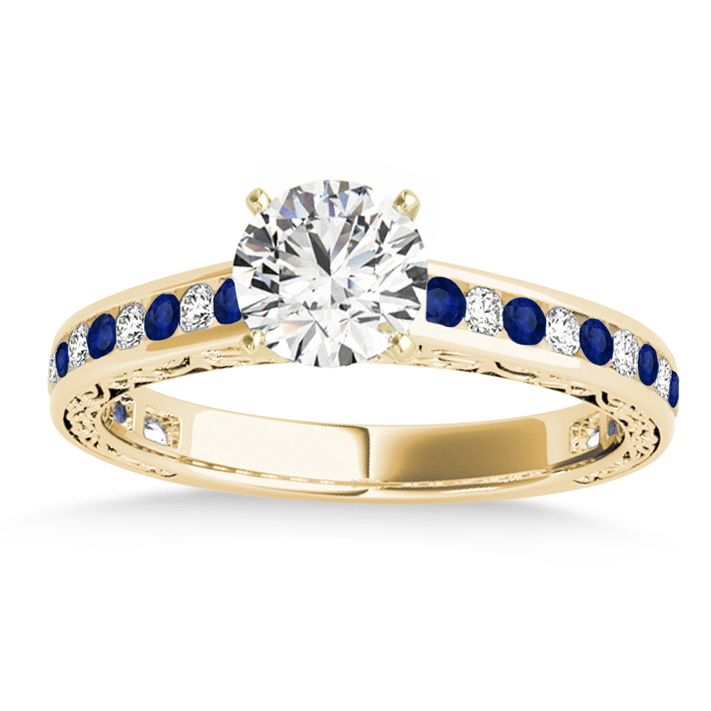 Blue Sapphire & Diamond Twisted Bridal Set 18k Yellow Gold (0.87ct)