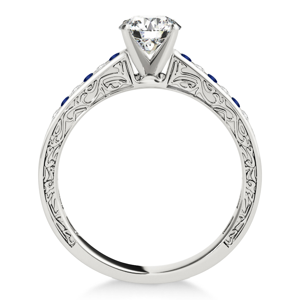 Blue Sapphire & Diamond Twisted Bridal Set Platinum (0.87ct)