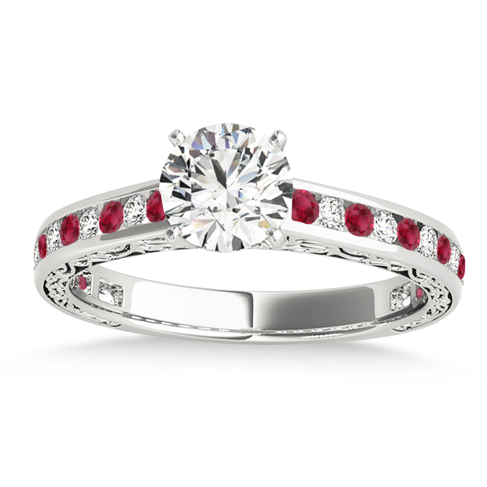 Ruby & Diamond Twisted  Bridal Set 14k White Gold (0.87ct)