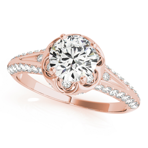 Diamond Floral Style Halo Bridal Set 14k Rose Gold (0.95ct)