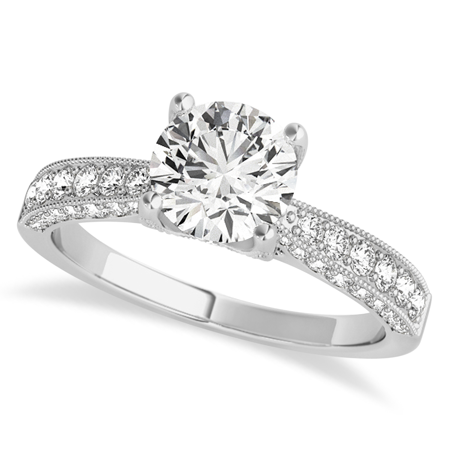 Diamond Engravable Engagement Ring in Palladium (0.45ct)