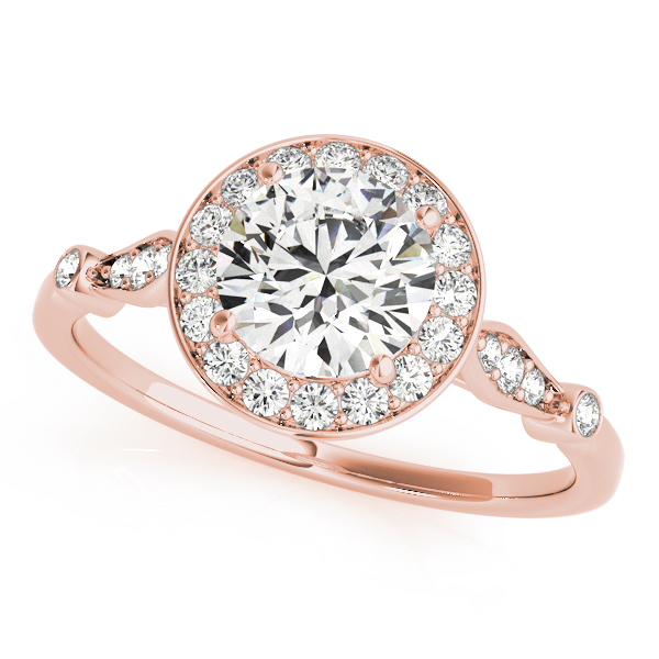 Diamond Halo Engagement Ring & Wedding Band 18k Rose Gold (1.25ct)
