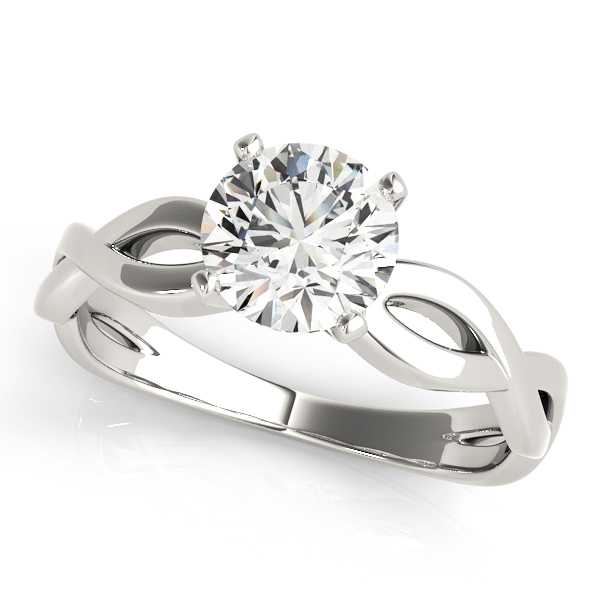 Diamond Twisted Shank Engagement Ring in 14k White Gold
