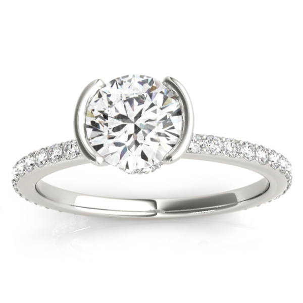 Semi-Bezel Diamond Engagement Ring Setting 18k White Gold (0.30ct)