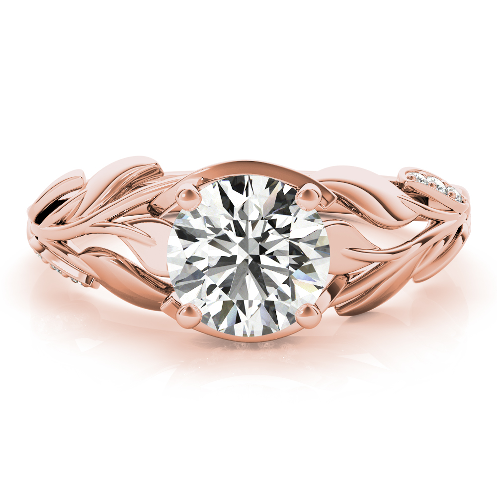 Nature-Inspired Diamond Leaf Bridal Set Setting 18k Rose Gold (0.19ct)