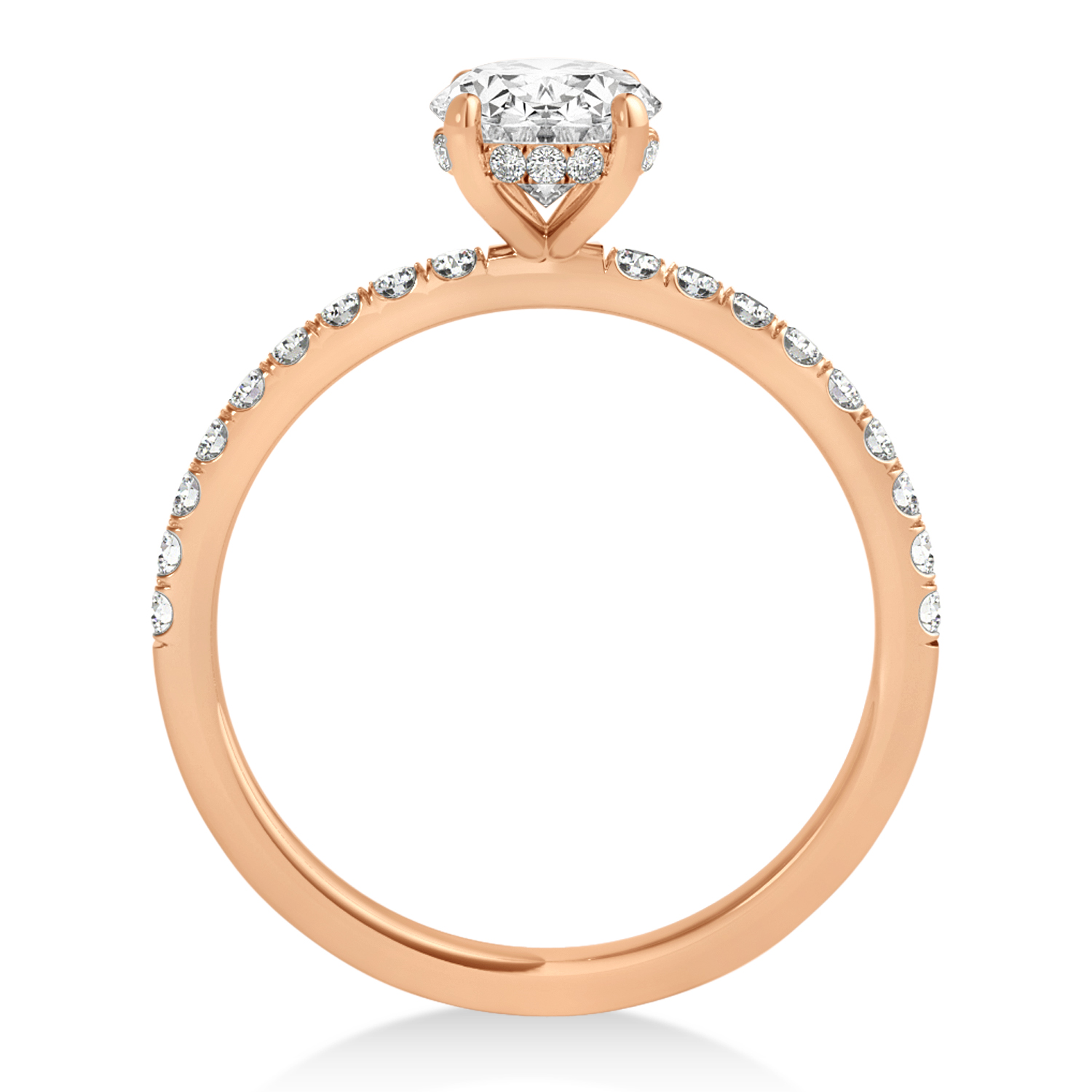 Diamond Single Row Hidden Halo Engagement Ring 14k Rose Gold (0.25ct)