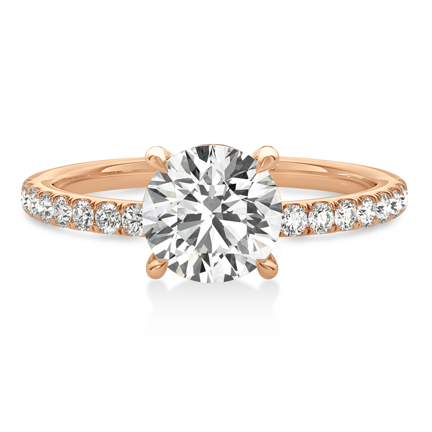 Diamond Single Row Hidden Halo Engagement Ring 14k Rose Gold (0.25ct)