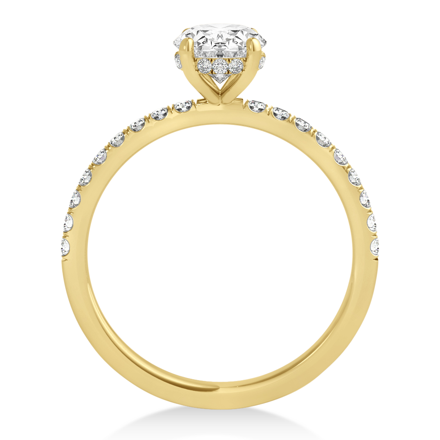 Diamond Single Row Hidden Halo Engagement Ring 14k Yellow Gold (0.25ct)
