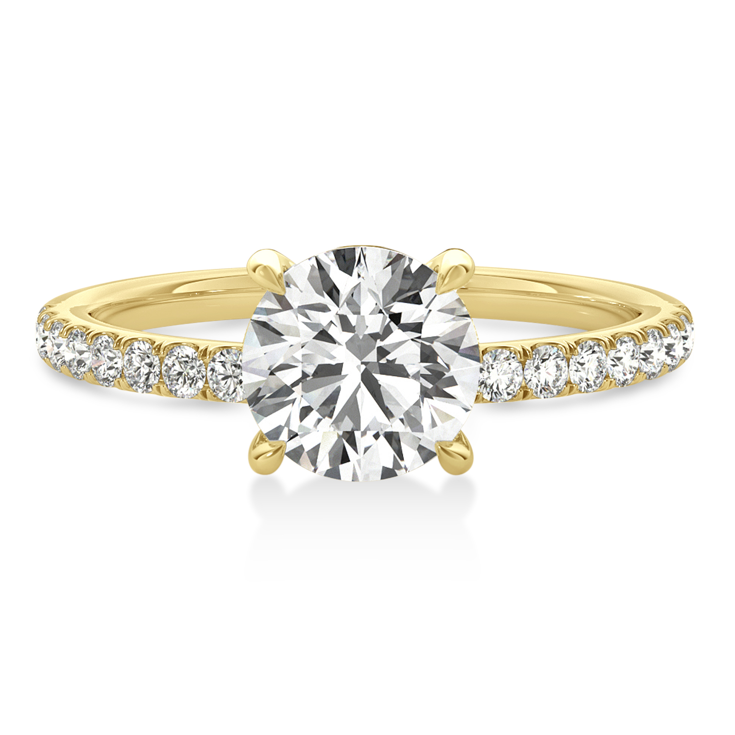 Diamond Single Row Hidden Halo Engagement Ring 14k Yellow Gold (0.25ct)