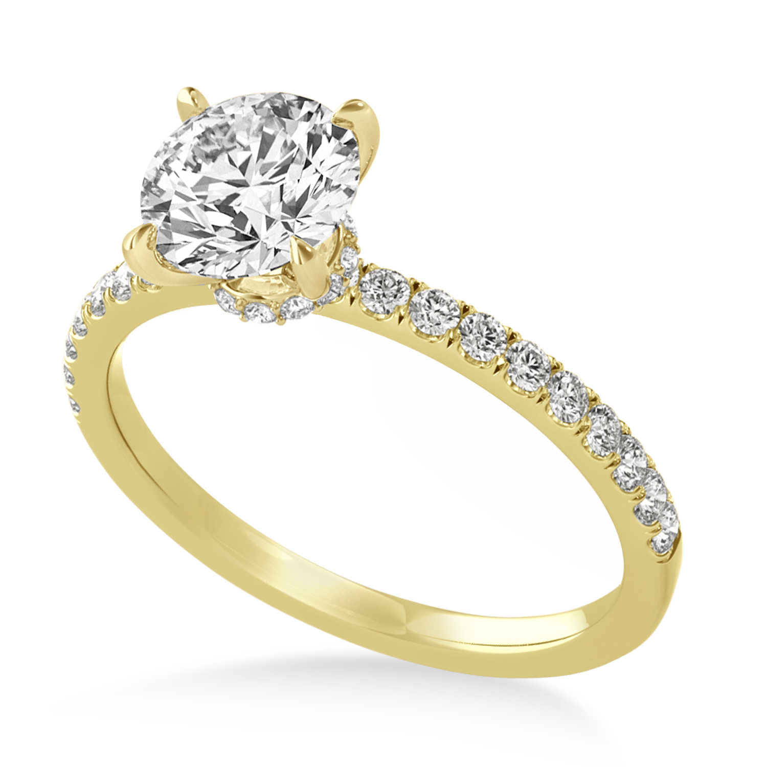 Diamond Single Row Hidden Halo Engagement Ring 18k Yellow Gold (0.25ct)