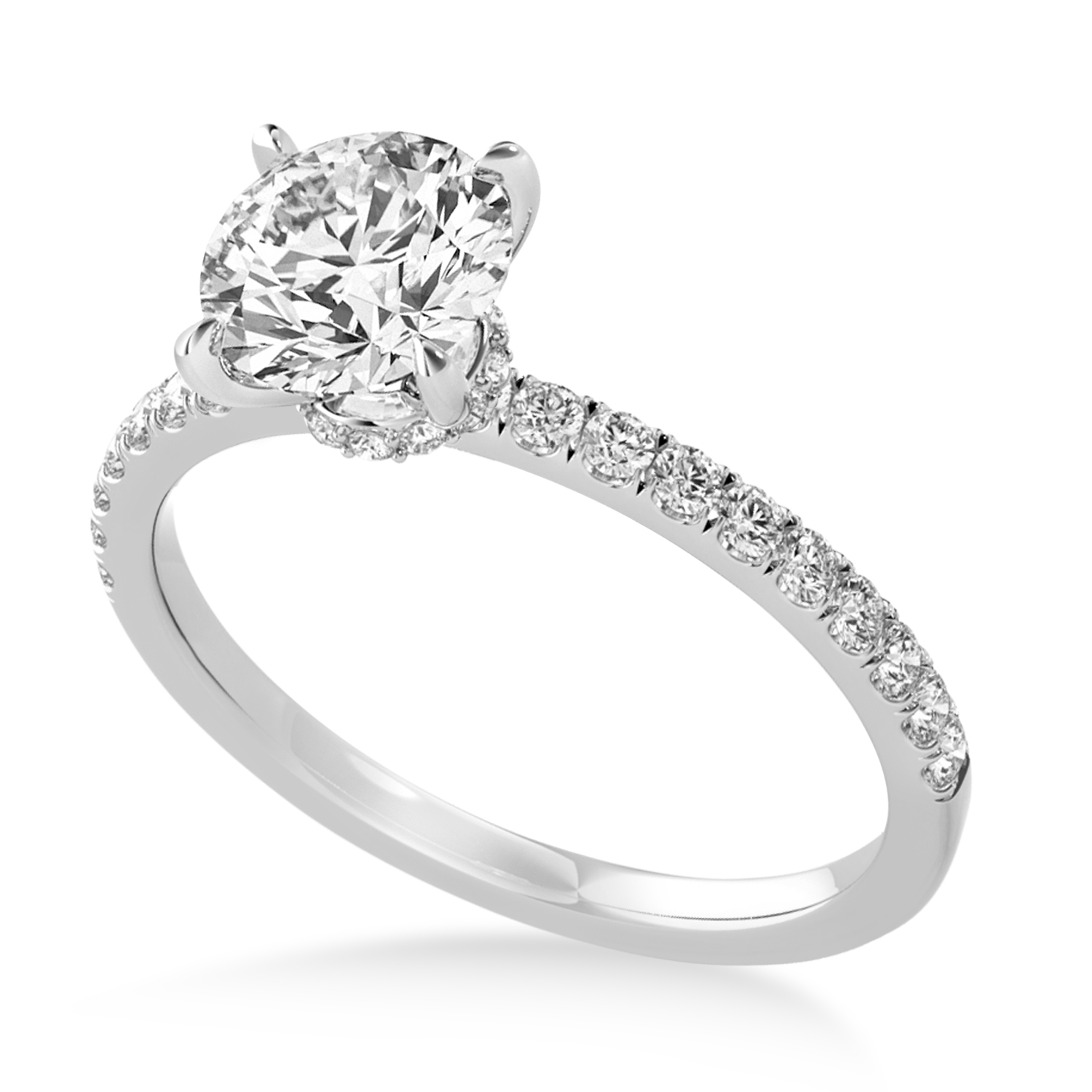 Diamond Single Row Hidden Halo Engagement Ring Palladium (0.25ct)