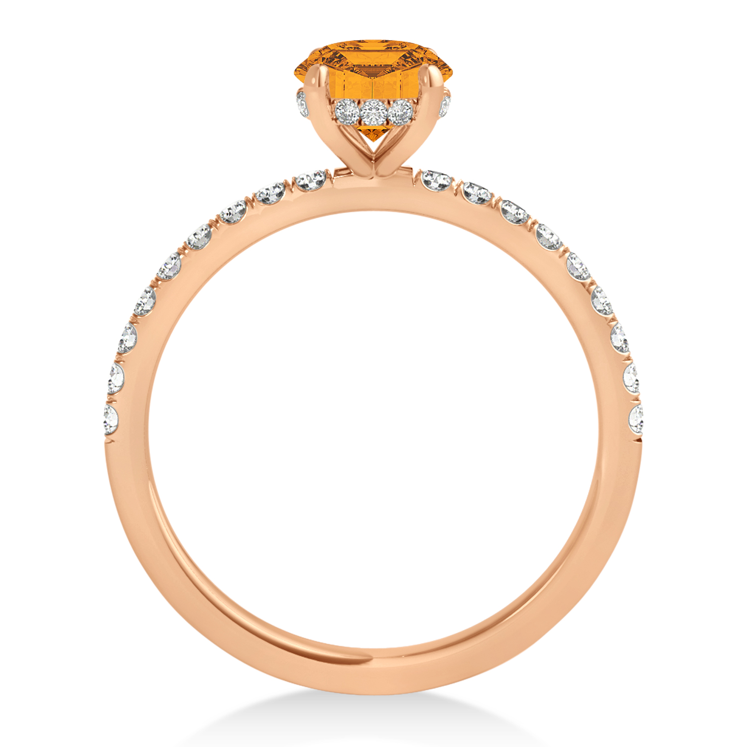 Emerald Citrine & Diamond Single Row Hidden Halo Engagement Ring 18k Rose Gold (1.31ct)