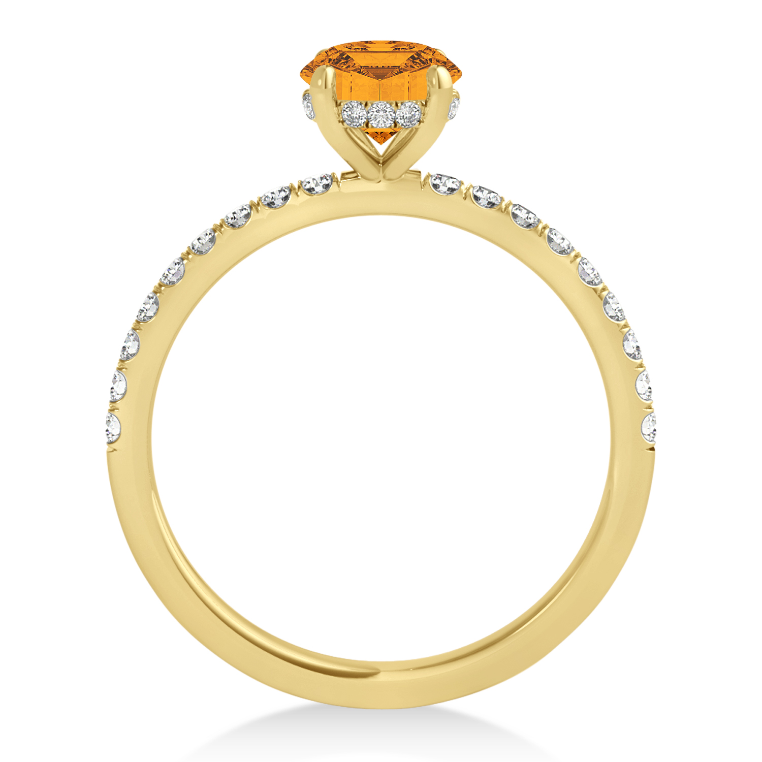 Emerald Citrine & Diamond Single Row Hidden Halo Engagement Ring 18k Yellow Gold (1.31ct)