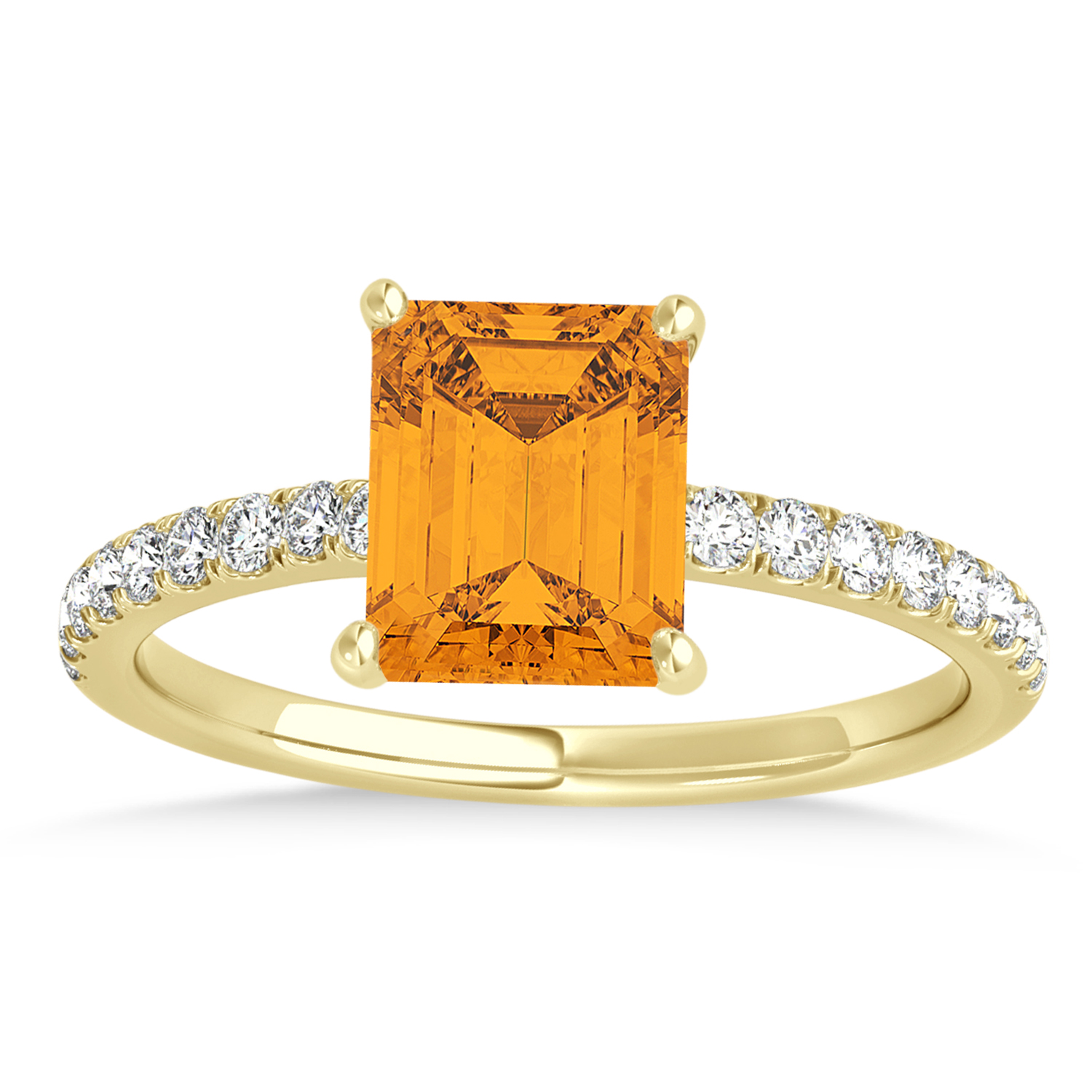 Emerald Citrine & Diamond Single Row Hidden Halo Engagement Ring 18k Yellow Gold (1.31ct)