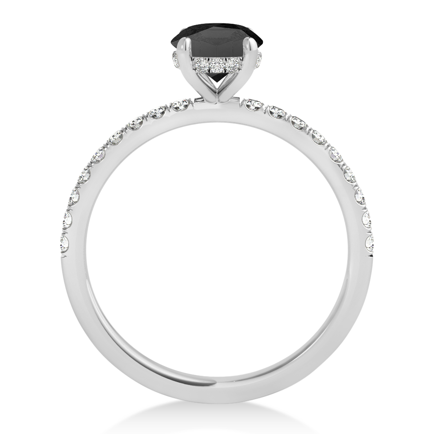 Emerald Onyx & Diamond Single Row Hidden Halo Engagement Ring Palladium (1.31ct)