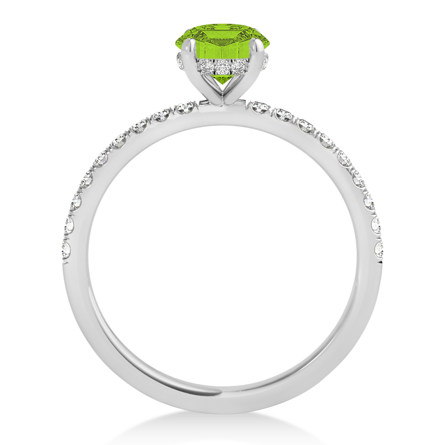 Princess Peridot & Diamond Single Row Hidden Halo Engagement Ring Platinum (0.81ct)