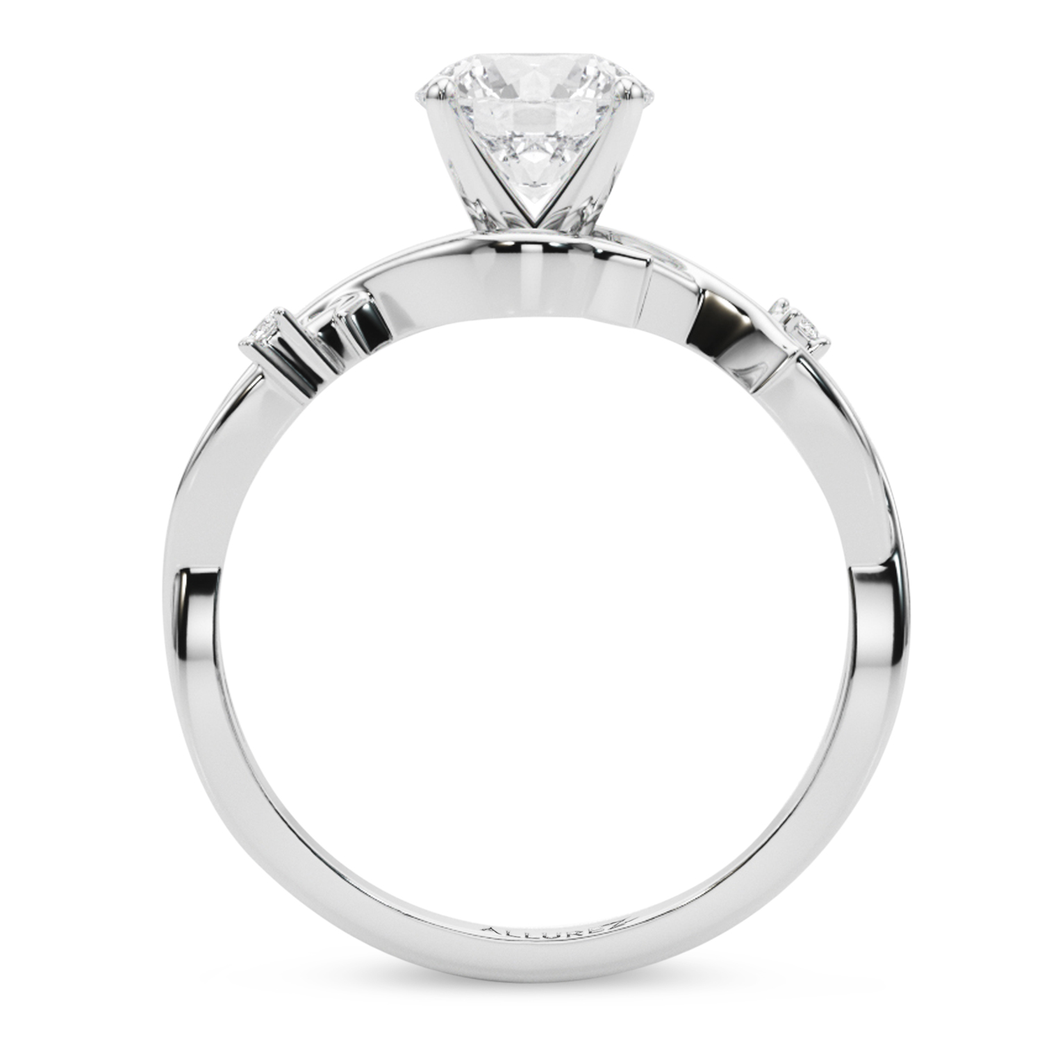 Lab Grown Diamond Vine Leaf Solitaire Engagement Ring 14K White Gold (0.02ct)