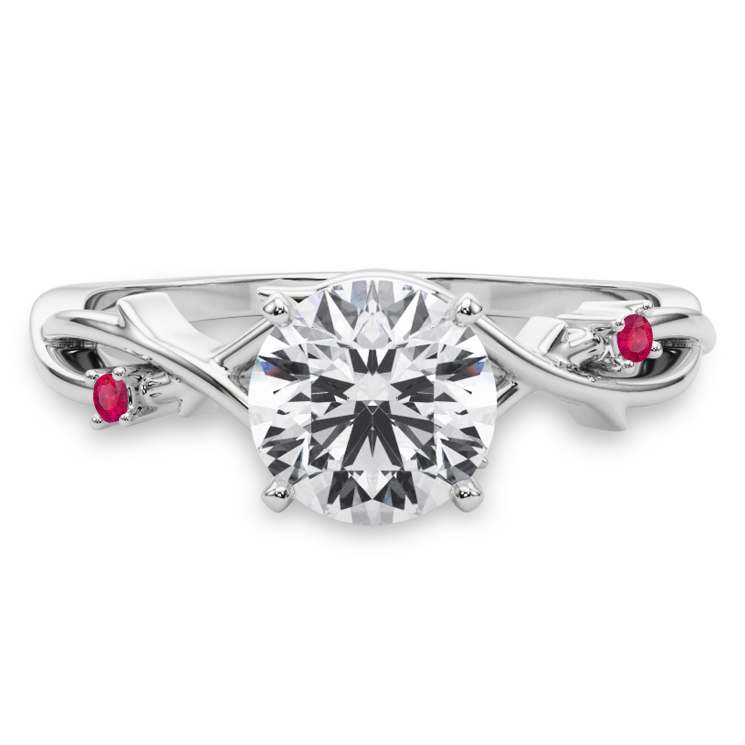 Ruby Vine Leaf Solitaire Engagement Ring  in Platinum (0.02ct)