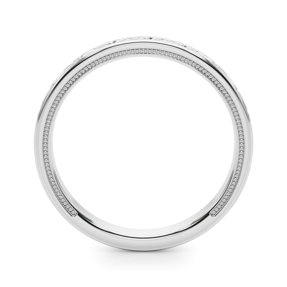 Vintage Style Heart  Engraved Bridal Set 14K White Gold