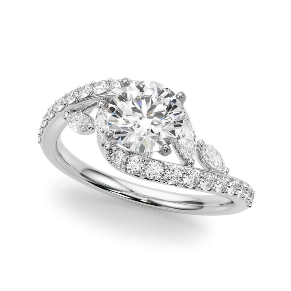 Swirl Design Lab Grown Diamond & Marquise Bridal Set 18K White Gold (0.96ct)