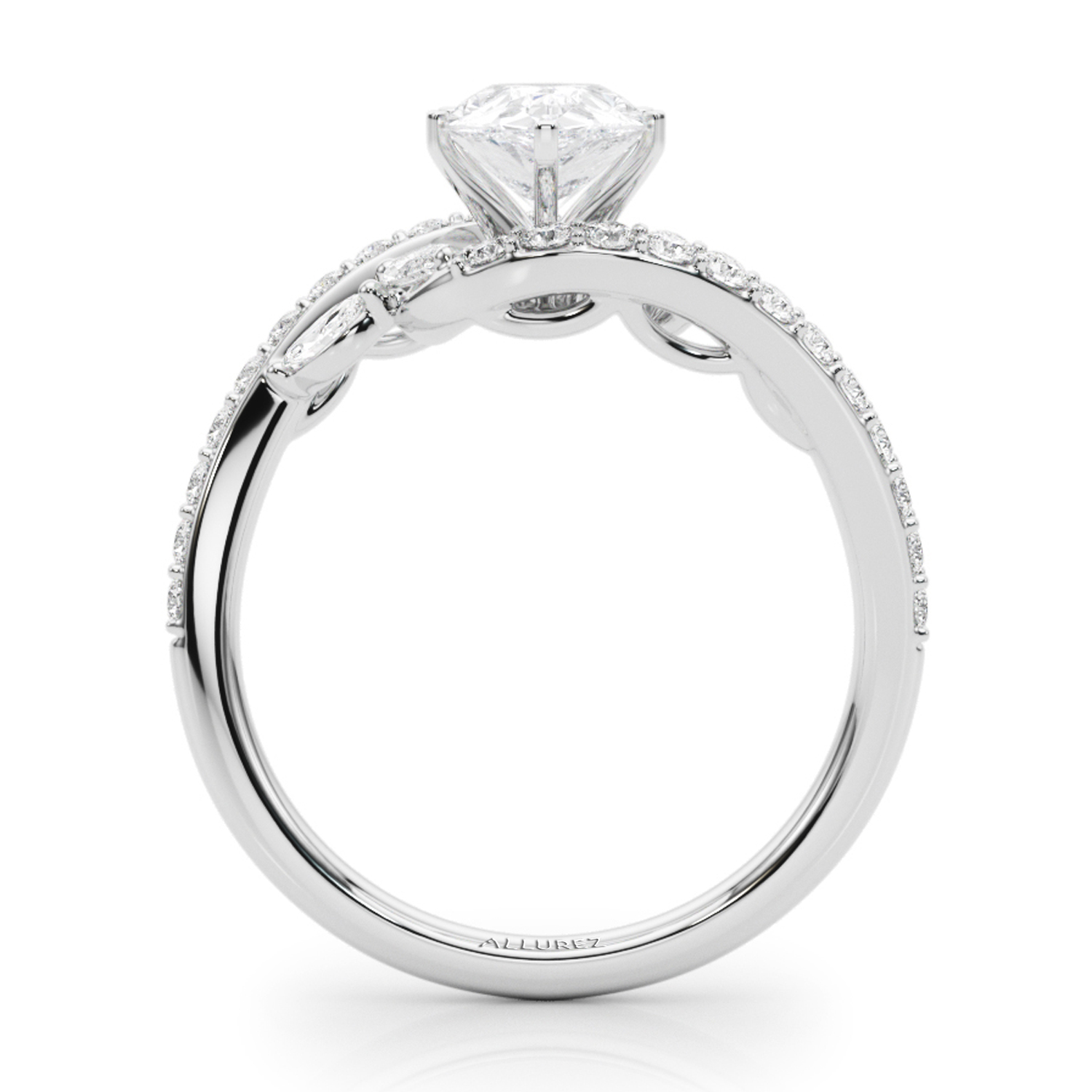 Swirl Design Lab Grown Diamond & Marquise Bridal Set in Platinum (0.96ct)