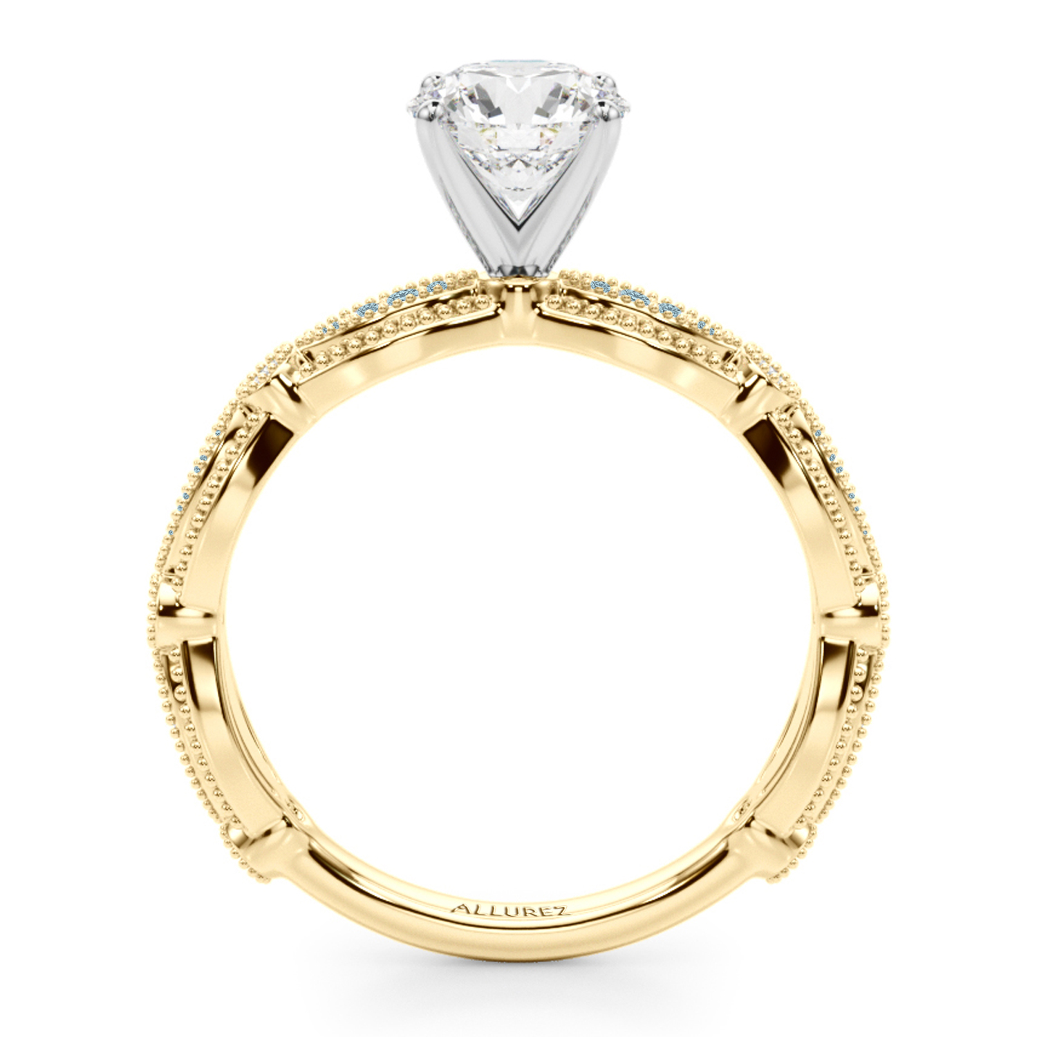 Antique Style Aquamarine & Diamond Engagement Ring 18K Yellow Gold (0.20ct)