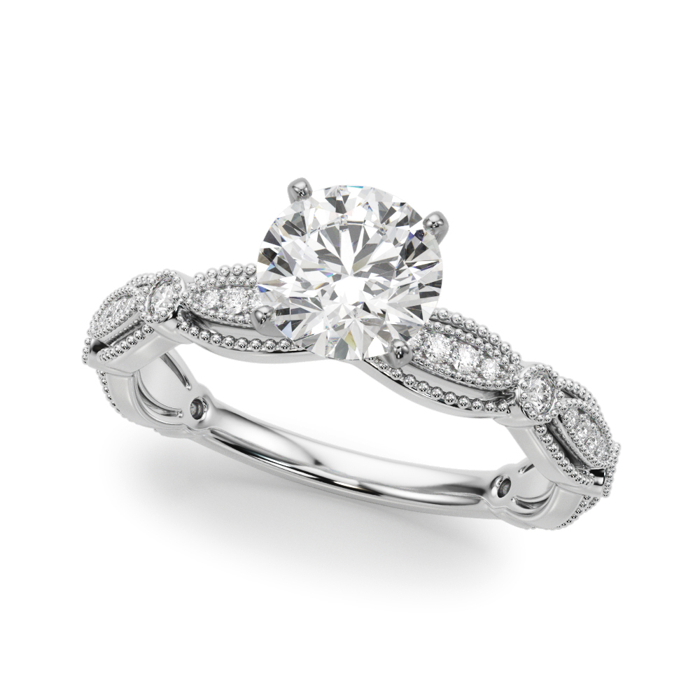 Antique Style Lab Grown Diamond Bridal Ring Set in Palladium (0.40ct)