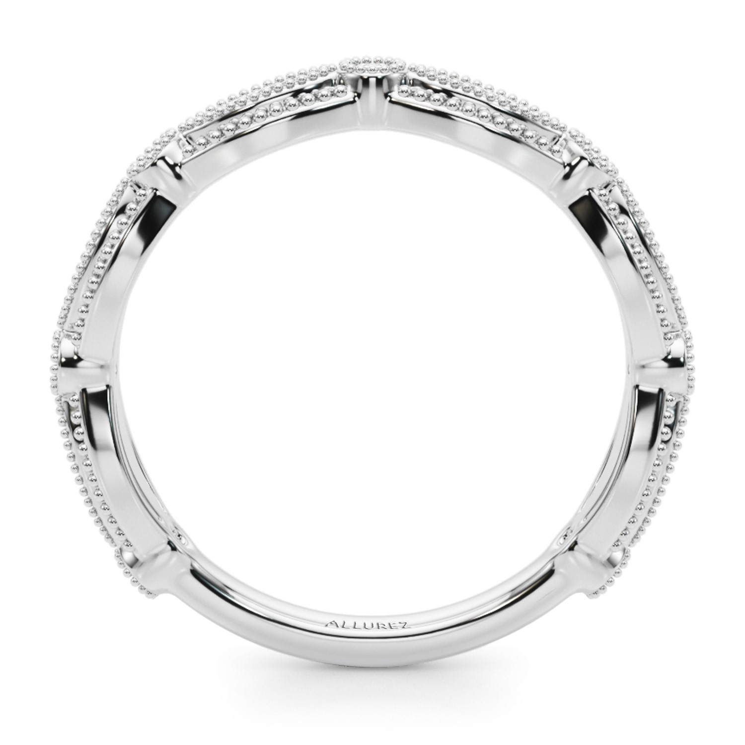 Antique Style Lab Grown Diamond Wedding Ring Band 14K White Gold (0.20ct)