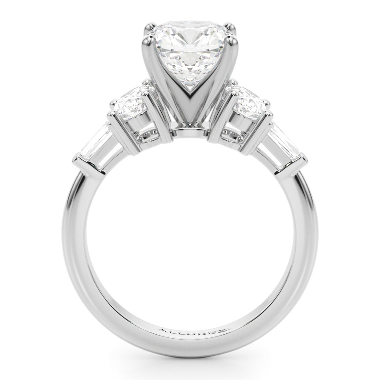 Cushion Cut Lab Grown Diamond Engagement Ring 14K White Gold (4.18ct)