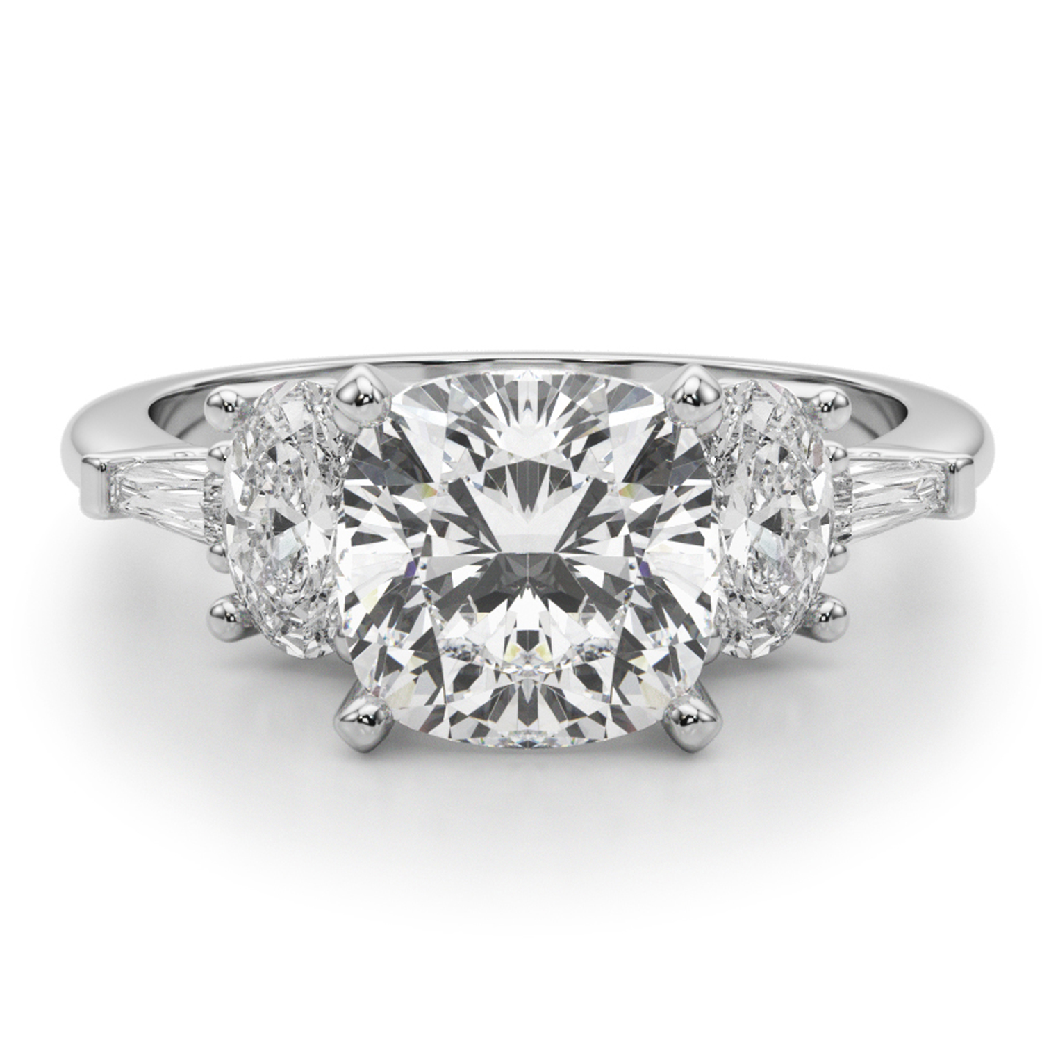 Cushion Cut Moissanite & Lab Grown Diamond Engagement Ring 14K White Gold (4.18ct)