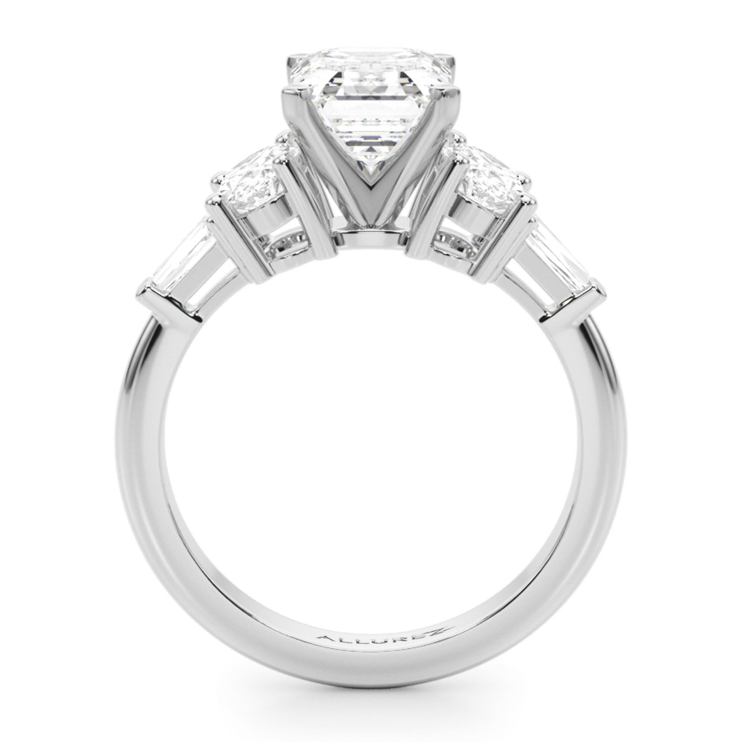 Emerald Cut Lab Grown Diamond Engagement Ring 14K White Gold (4.18ct)