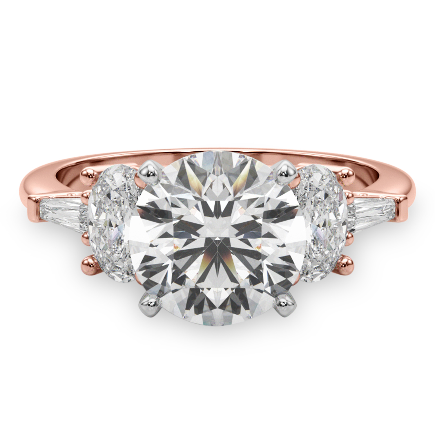 Round Lab Grown Diamond Engagement Ring 18K Rose Gold (4.18ct)