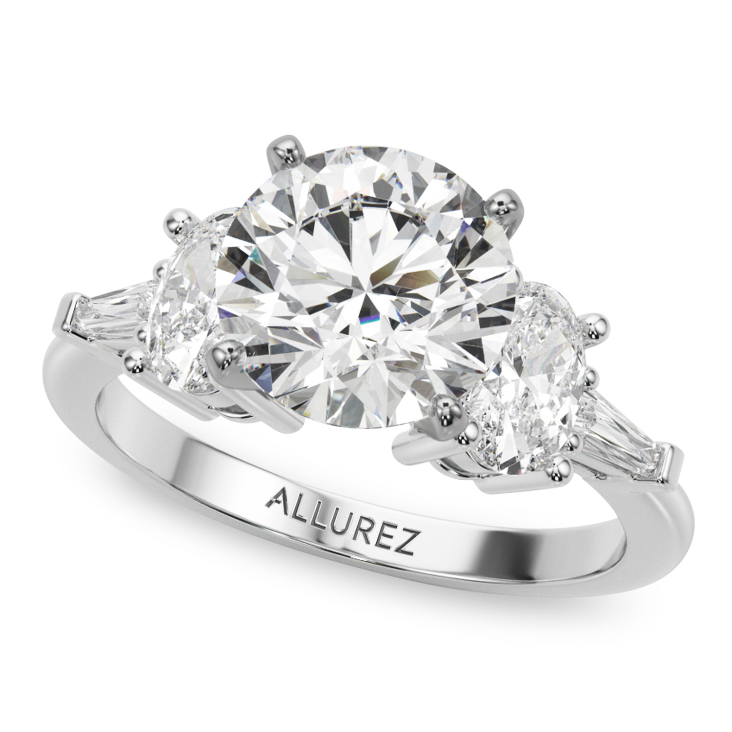 Round Lab Grown Diamond Engagement Ring 18K White Gold (4.18ct)