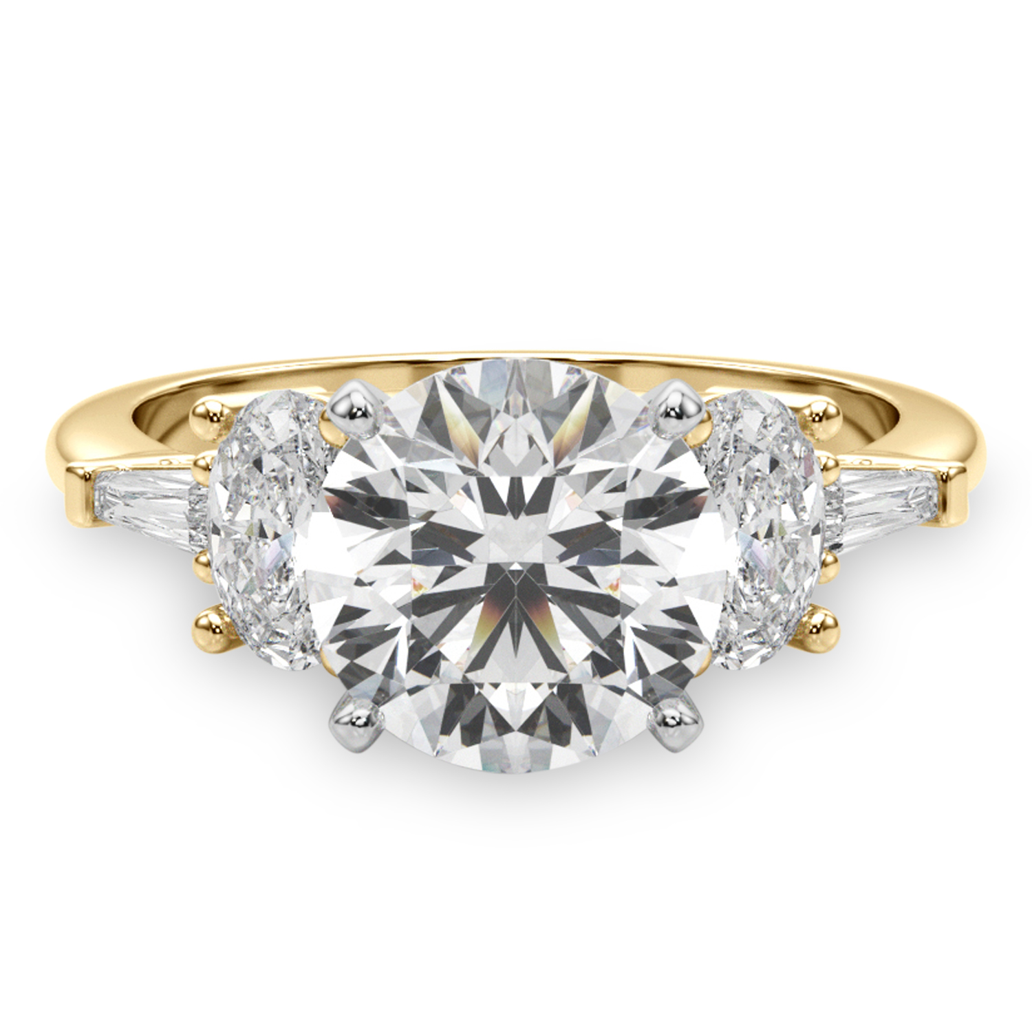 Round Lab Grown Diamond Engagement Ring 18K Yellow Gold (4.18ct) - AZ25135