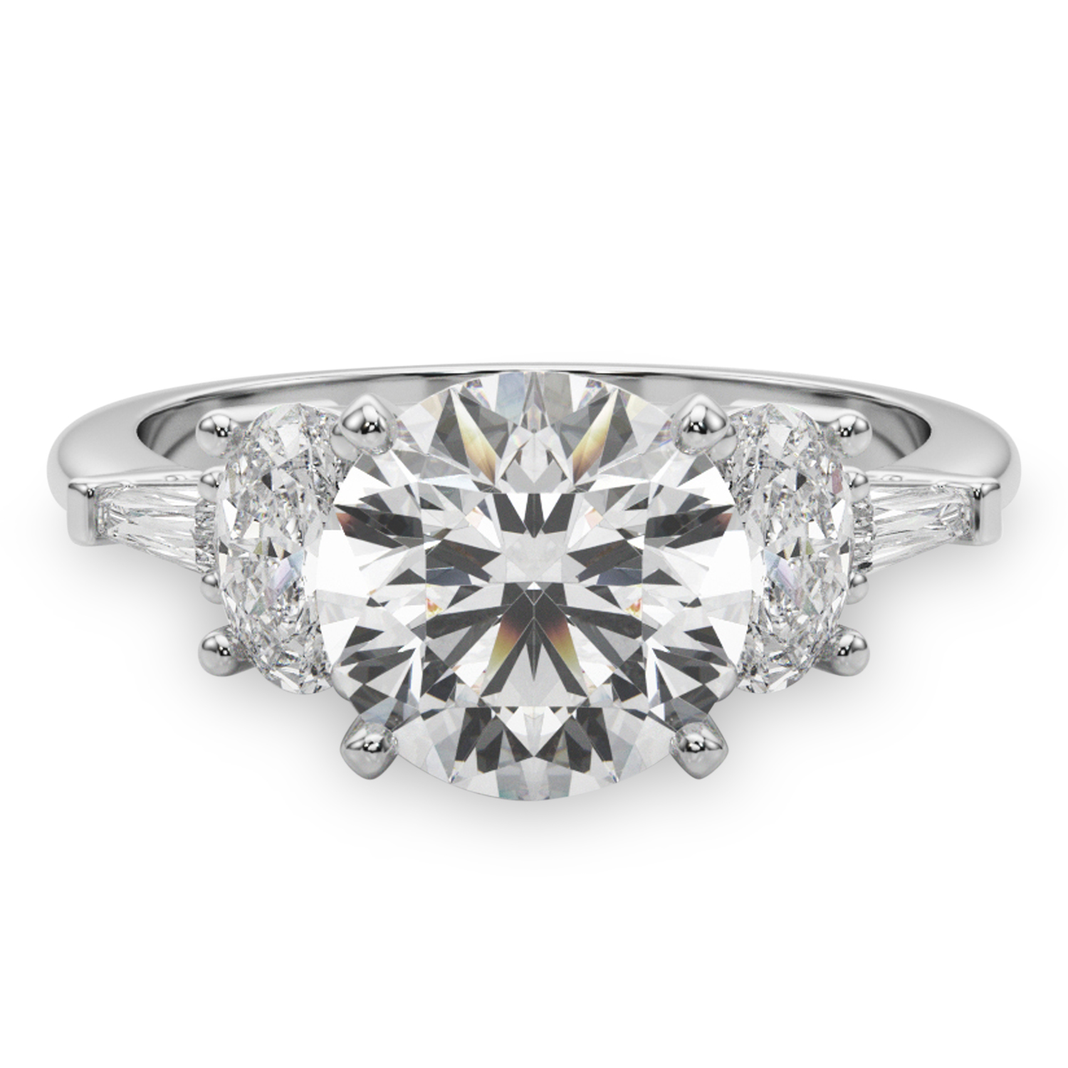 Round Lab Grown Diamond Engagement Ring in Palladium (4.18ct)