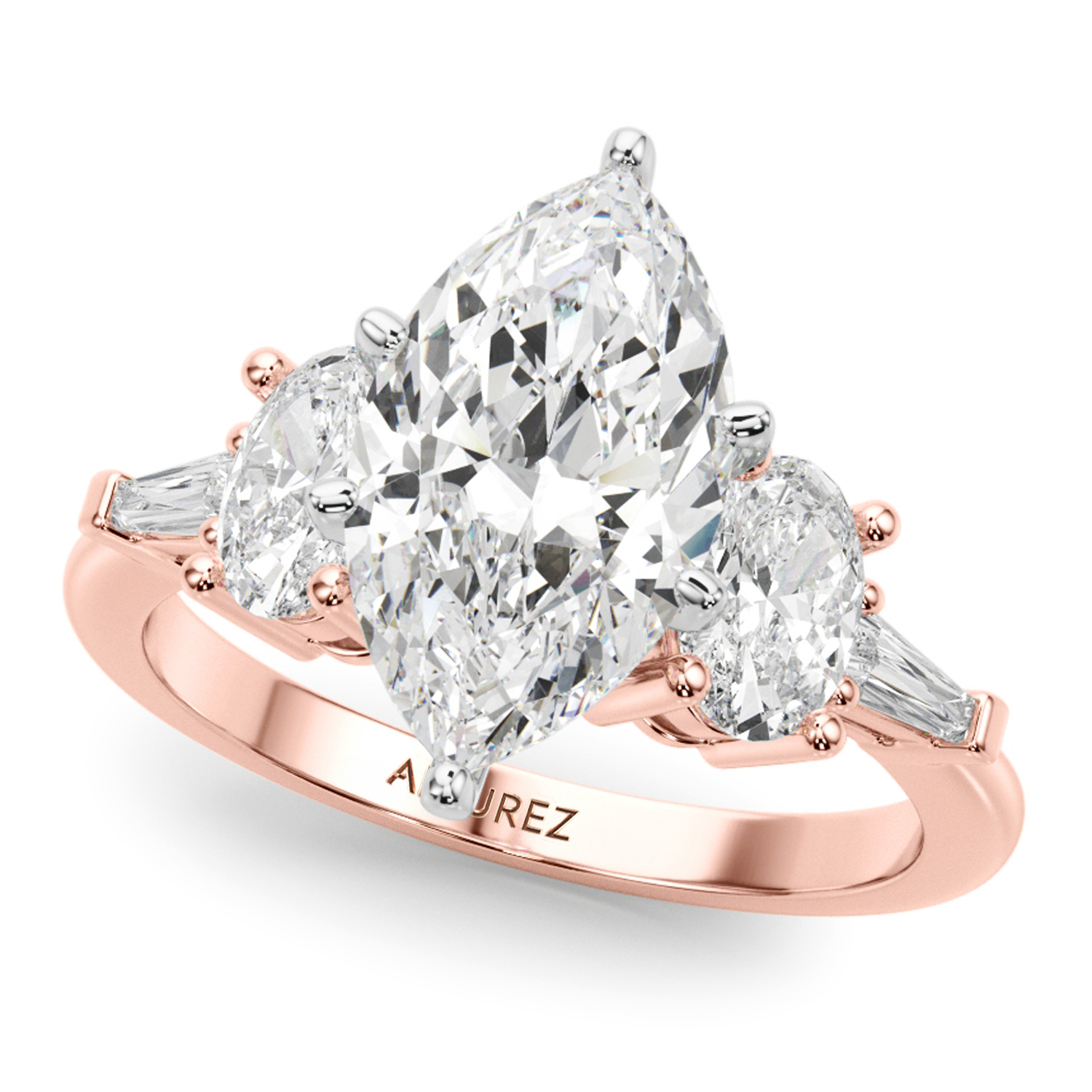 Marquise Lab Grown Diamond Engagement Ring 14K Rose Gold (4.18ct)