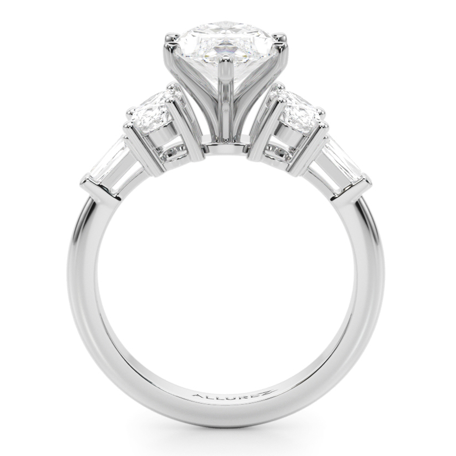 Marquise Lab Grown Diamond Engagement Ring 14K White Gold (4.18ct)